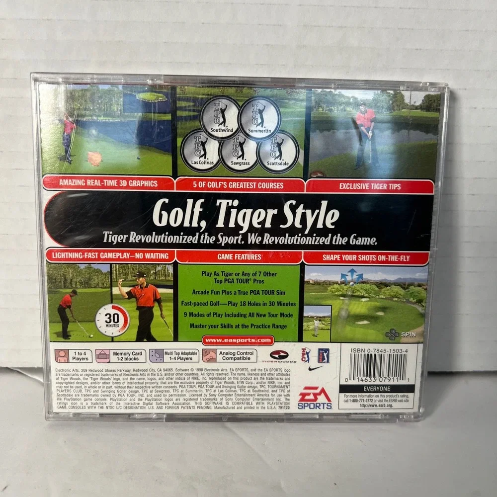 Tiger Woods 99 PGA Tour Golf Sony PlayStation 1 PS1 1998 SLUS-00785 Vintage Game